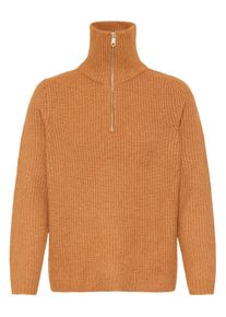 Troyer oxmo "Troyer OXIBALLINO", Damen, Gr. XS, braun (braun sugar), Obermaterial: 93% Polyester PES. 5% Wolle mw. 2% Elasthan EL., Pullover Troyer