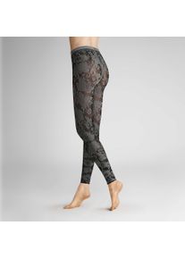 Feinstrumpfleggings Hudson "Leggings Floral", Damen, Gr. 42-44, schwarz (schwarz 0005), Obermaterial: 90% Polyamid PA. 10% Elasthan EL., Strumpfhosen Feinstrumpfleggings