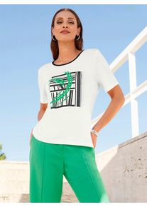 Rundhalsshirt Inspirationen "Kurzarm-Shirt", Damen, Gr. 54, wei&szlig;, schwarz, bedruckt, 95% Viskose, 5% Elasthan, bedruckt, gemustert, mehrfarbig, metallic, Rundhals, Shirts Rundhalsshirt