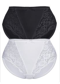 Sassa Mode Miederslip SASSA "2er Pack Miederslip CLASSIC LACE", Damen, Gr. 46, bunt (schwarz wei&szlig;), Obermaterial: 85% Polyamid PA. 15% Elasthan EL., Unterhosen Miederslip