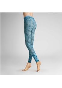 Feinstrumpfleggings Hudson "Leggings Floral", Damen, Gr. 44-46, blau (jeans blau 0959), Obermaterial: 90% Polyamid PA. 10% Elasthan EL., Strumpfhosen Feinstrumpfleggings