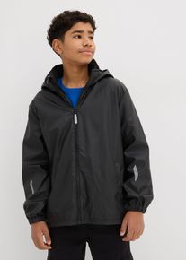 bonprix Thermo Regenjacke mit Fleecefutter und abnehmbarer Kapuze, schwarz, Gr.140/146, Sch&ouml;ne Thermo Regenjacke mit Fleecefutter und Reflektoren, aus Fleece