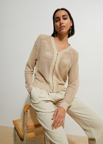 bonprix Strickjacke, beige, Gr.48/50 (XL), elegante Kurz-Strickjacke mit Rei&szlig;verschluss vorne