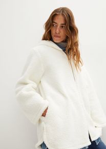 bonprix Teddy-Fleece Jacke in A-Linie mit Seitenschlitzen, wei&szlig;, Gr.44/46 (L), Gem&uuml;tliche Fleecejacke in A-Line aus kuscheligen Teddymaterial, aus Fleece