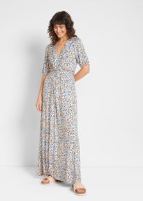 bonprix Maxi-Umstands- und Stillkleid aus Jersey, blau, Gr.48/50 (XL), Gebl&uuml;mtes Maxi- Kleid f&uuml;r die Schwangerschaft und danach