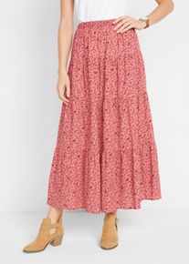 bonprix Maxirock mit Volants, rosa, Gr.54, Baumwoll-Stufenrock mit Elastikbund in Maxi-L&auml;nge, aus 100% Baumwolle