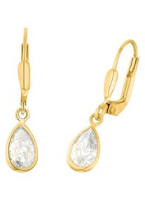 Paar Ohrh&auml;nger Amor "2028397", gold (goldfarben,wei&szlig;, kristallwei&szlig;), Ohrringe, Damen, Gelbgold 375, Paar Ohrh&auml;nger, mit Zirkonia (synth.)