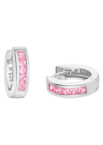 Paar Creolen Amor "2023062, 2023068", bunt (silberfarben, rosa, rosa), Ohrringe, Damen, Silber 925 (Sterlingsilber), Paar Creolen, mit Zirkonia (synth.)
