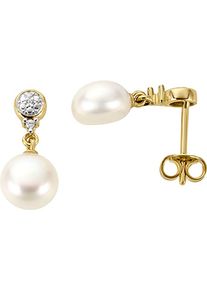 Perlenohrringe Firetti "Schmuck Geschenk Gold 333 Ohrschmuck Ohrringe Ohrstecker", wei&szlig; (gelbgoldfarben, wei&szlig;goldfarben, wei&szlig;), Ohrringe, Damen, 0,02 P2 = erkennbare Einschl&uuml;sse, Diamanten Gelbgold 333 Perlen, Diamanten, Gelbgold 333, Perlen, Perlenohrringe, mit S&uuml;&szlig;wasserzuchtperle - mit Diamant