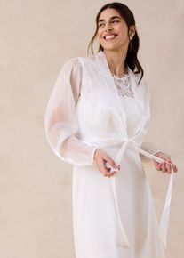 bonprix Bolero aus feinem T&uuml;ll mit Binde-Detail, wei&szlig;, Gr.54, Modern und feminin: Bolero aus gl&auml;nzendem T&uuml;ll mit Binde-Detail und Ballon-&Auml;rmel