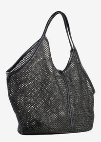 bonprix Mesh Shopper mit herausnehmbarer Innentasche, schwarz, Gr.30x48 cm, Stylischer Shopper aus Mesh mit viel Stauraum.