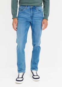 bonprix Regular-Fit-Jeans Tapered, blau, Gr.52, Coole Tapered Fit Stretch-Jeans mit kontrastierenden N&auml;hten, klassischem 5-Pocket-Style und moderner Denim-Waschung, 95% Baumwolle