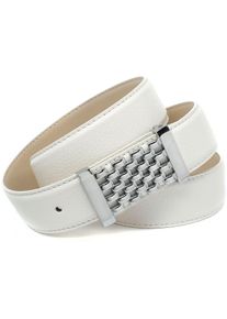 Lederg&uuml;rtel Anthoni Crown, Damen, Gr. 95, wei&szlig;, Leder, unifarben, G&uuml;rtel Lederg&uuml;rtel, mit Fashion-Koppelschlie&szlig;e, in Gitter-Optik
