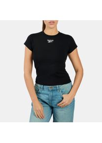 T-Shirt Reebok "ID CAP SLEEVE T-SHIRT", Damen, Gr. XL, schwarz, Obermaterial: 95% Baumwolle, 5% Elasthan, Shirts T-Shirt, bequemer Schnitt, f&uuml;r sportliche Aktivit&auml;ten und Freizeit