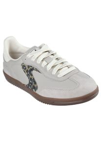 Sneaker Skechers "HOTSHOT-SHIMMERING SPOTS", Damen, Gr. 39, grau (taupe), Lederimitat, Veloursleder, Schuhe Sneaker, Retro Sneaker, Schn&uuml;rschuh mit glitzerndem Animal-Einsatz