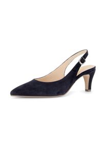 Slingpumps Gabor, Damen, Gr. 44, dunkelblau, Ziegenveloursleder, Schuhe Slingpumps, Trichterabsatz, Businessschuh, Abendschuh in spitzer Form, G-Weite