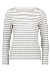 BETTY & CO 3/4-Arm-Shirt BETTY & CO "Ringelshirt mit U-Boot-Ausschnitt", Damen, Gr. XL, wei&szlig; (wei&szlig;, grau), Obermaterial: 95% Baumwolle CO. 5% Viskose CV., Shirts 3/4-Arm-Shirt