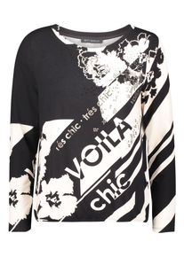 Langarmshirt Betty Barclay "Casual-Shirt mit Gummizug", Damen, Gr. 46, bunt (schwarz, wei&szlig;), Obermaterial: 95% Viskose CV. 5% Elasthan EL., Shirts Langarmshirt