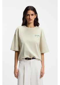 T-Shirt BOSS Orange "Eboys Premium Damenmode", Damen, Gr. S, open gr&uuml;n 354, Single Jersey, Obermaterial: 100% Baumwolle, bedruckt, relaxed fit h&uuml;ftbedeckend, Rundhals, abgesteppte Kante, Shirts T-Shirt, mit Print, Relaxed Fit