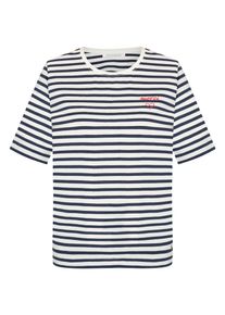 BETTY & CO Rundhalsshirt BETTY & CO "Basic Shirt mit Ringel", Damen, Gr. XL, bunt (wei&szlig;, dunkelblau), Obermaterial: 95% Baumwolle CO. 5% Elasthan EL., Shirts Rundhalsshirt