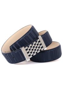 Lederg&uuml;rtel Anthoni Crown, Damen, Gr. 75, blau (dunkelblau), Leder, unifarben, G&uuml;rtel Lederg&uuml;rtel, in schillernder 3D-Optik mit silberfarbener Koppelschlie&szlig;e