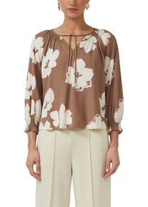 Langarmbluse s.Oliver BLACK LABEL, Damen, Gr. 36, nougat aop, Web, Obermaterial: 100% Viskose, gemustert, l&auml;ssig geschnitten h&uuml;ftbedeckend, V-Ausschnitt, elastischer Bund, Blusen Langarmbluse, mit floralem Muster