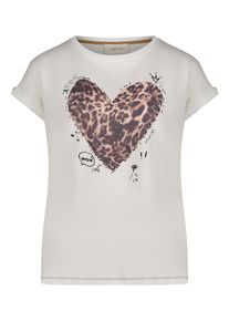Print-Shirt Cartoon "Printshirt mit &Auml;rmelaufschlag", Damen, Gr. 34, beige (patch cream, beige), Obermaterial: 100% Baumwolle CO., Shirts Print-Shirt