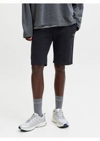 Jack & Jones Sweatshorts JACK & JONES "JPSTGORDON COLLEGE SWEAT SHORTS MID", Damen, Gr. L, N-Gr, schwarz, angeraute Sweatware, Obermaterial: 80% Baumwolle, 20% Polyester, unifarben, regular fit, Hosen Sweatshorts