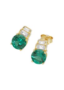 Paar Ohrstecker "Ohrstecker mit Zirkonia wei&szlig; und Kristallsteine gr&uuml;n, Silber 925", gr&uuml;n, Giorgio Martello MILANO, Ohrringe, Herren, Silber 925 (Sterlingsilber), Paar Ohrstecker