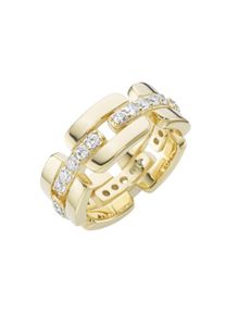 Silberring "Ring mit wei&szlig;en Zirkonia, vergoldet, Silber 925" Gr. 58, gold, Giorgio Martello MILANO, Fingerringe, Damen, 58, Silber 925 (Sterlingsilber), Silberring