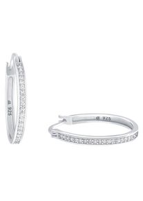 Paar Creolen Amor "9958313", silber (silberfarben,wei&szlig;, kristallwei&szlig;), Ohrringe, Damen, Silber 925 (Sterlingsilber), Paar Creolen, mit Zirkonia (synth.)