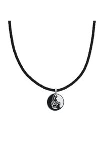 Kette mit Anh&auml;nger Amor "Scorpions by Amor, Skorpion-Motiv", edelstahlfarben, schwarz, Halsketten, Damen, Edelstahl Leder, L: 50 B: 3mm, Edelstahl, Leder, Kette mit Anh&auml;nger, B:3mm