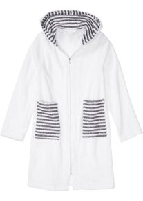 bonprix Frottee Bademantel aus Bio-Baumwolle mit Rei&szlig;verschluss, wei&szlig;, Gr.48/50 (XL), Flauschiger Frottee Bademantel mit Rei&szlig;verschluss, aus 100% Baumwolle