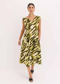 bonprix Jerseykleid mit Smock, beige, Gr.52/54 (XXL), elegantes Jerseykleid mit Smock im Zebra Design