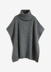 bonprix Poncho-Pullover mit Wollanteil, grau, Gr.40/42 (M), Bequemer Poncho-Pullover mit weitem Schalkragen.