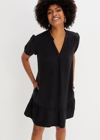 bonprix Minikleid aus Musselin, schwarz, Gr.40, H&uuml;bsches Musselin-Kleid mit Volant., aus Musselin
