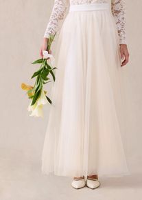 bonprix Maxirock aus zartem T&uuml;ll, wei&szlig;, Gr.48, Romantisch feminin: Maxirock aus zartem T&uuml;ll mit champagnerfarbener T&uuml;llschicht