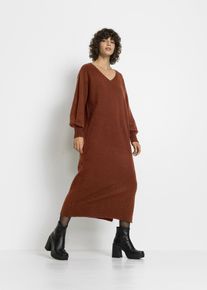 bonprix Oversized Strickkleid in Midil&auml;nge, braun, Gr.32/34 (XS), L&auml;ssiges Oversized Strickkleid in Maxil&auml;nge mit leichten Ballon&auml;rmeln