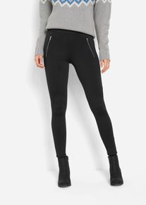 bonprix Thermo-Leggings, schwarz, Gr.56/58 (3XL), Bequeme Thermo-Leggins mit seitlichen Reisverschl&uuml;ssen