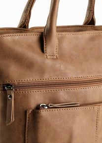 bonprix Rucksack mit Au&szlig;entaschen, braun, Gr.36x27 cm, Praktischer Rucksack in Lederoptik