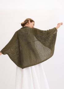 bonprix Ajourstrick-Poncho mit Leinenanteil, gr&uuml;n, Gr.Onesize, Luftig fr&uuml;hlingshafter Poncho, aus Leinen