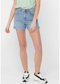 Jeansshorts Only "ONLPHINE", Damen, Gr. XS (34), N-Gr, light blau denim, Denim/Jeans, Obermaterial: 64% Baumwolle, 30% Polyester, 6% Viskose, Abriebeffekte, regular fit kurz, Jeans Jeansshorts, Baumwollmischung, regular fit