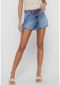 Jeansshorts Only "ONLKELLY HW SHORTS DNM AZG017", Damen, Gr. XS (34), N-Gr, blau (light blau denim), Denim/Jeans, Obermaterial: 100% Baumwolle, unifarben, regular fit kurz, Jeans Jeansshorts