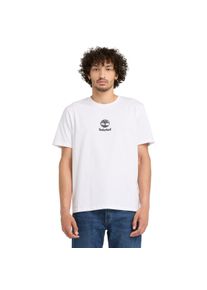T-Shirt Timberland "Print Stack Logo Short Sleeve Tee", Herren, Gr. L, wei&szlig;, Single Jersey, Obermaterial: 100% Baumwolle, unifarben, Rundhals, Shirts T-Shirt, sportlicher Schnitt, Kurzarm, f&uuml;r Sportmode und Casualmode