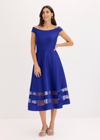 bonprix Carmen-Kleid mit Spitze, blau, Gr.40/42 (M), Romantisch und feminin: Carmen-Kleid mit Spitzen-Einsatz und G&uuml;rtel
