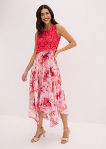 bonprix Chiffonkleid mit feiner Spitze, rosa, Gr.40, Elegantes Zipfelkleid aus feinem Chiffon in Midi-L&auml;nge mit Spitze im Oberteil