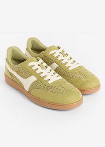 bonprix Sneaker im Retrolook, gr&uuml;n, Gr.42, Modischer Sneaker mit Croch&eacute;-Eins&auml;tzen