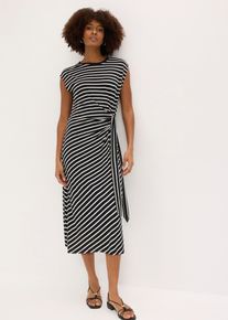 bonprix Jerseykleid mit Drapierung, schwarz, Gr.44/46 (L), modisches Jerseykleid aus softem Viskose-Mix mit Knoten-Detail an der Seite