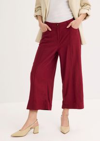 bonprix Culotte Hose aus luftigem Leinen-Mix mit Biesen, rot, Gr.48, Bequem und modern