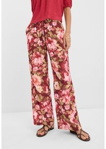 bonprix Marlenehose, rot, Gr.50, feminine Marlenehose mit floralem Print